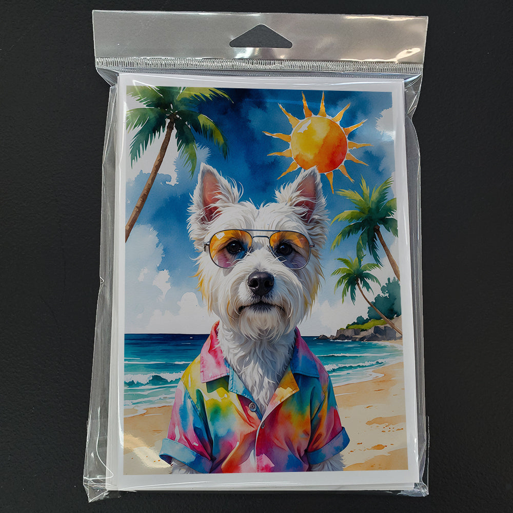 Westie Summer Beach Time Greeting Cards Pack of 8