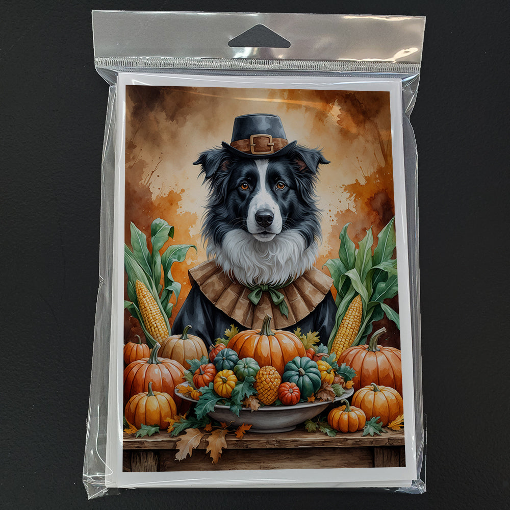 Border Collie Thanksgiving Greeting Cards Pack of 8