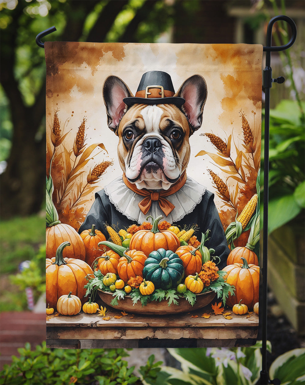 French Bulldog Thanksgiving Garden Flag