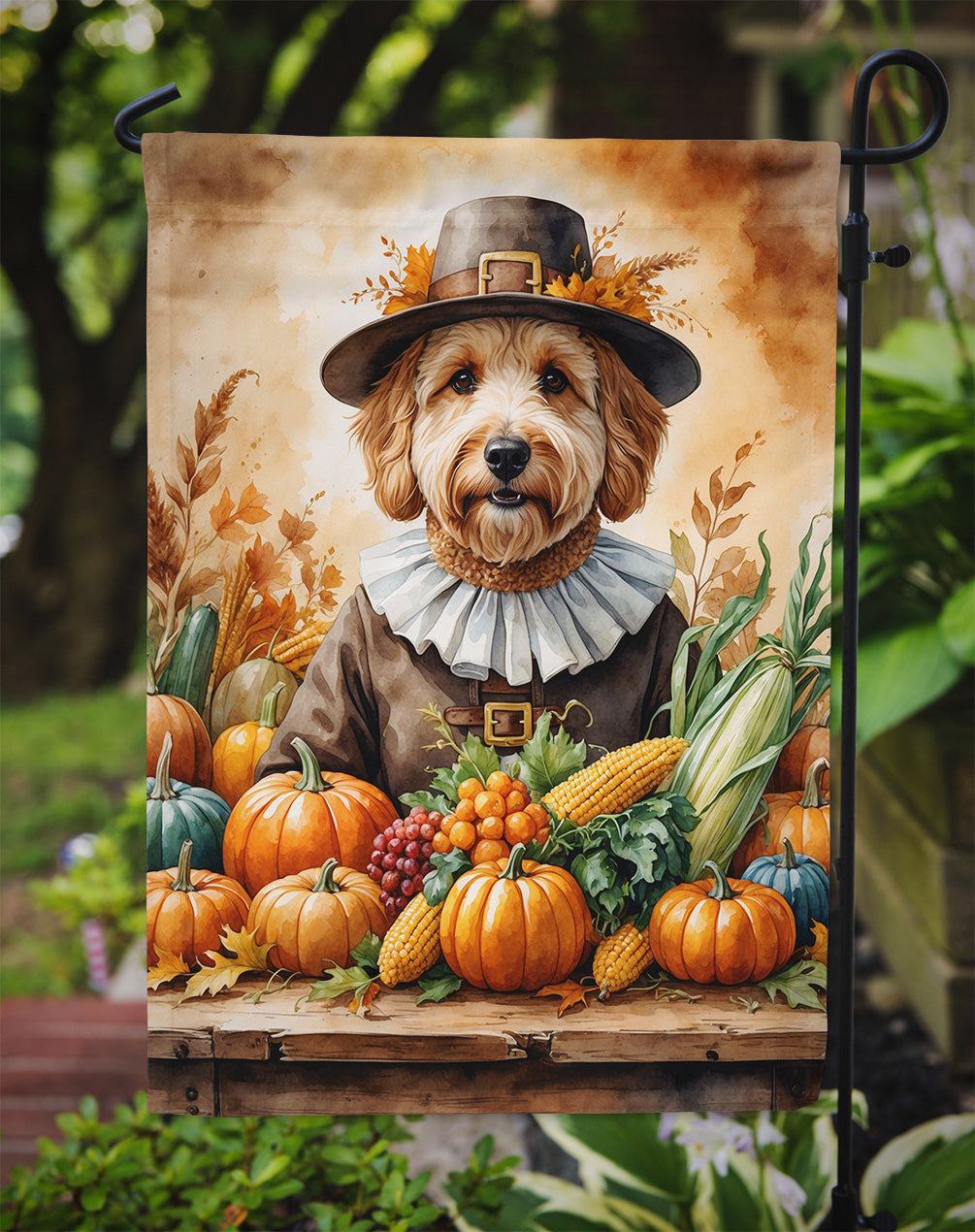 Goldendoodle Thanksgiving Garden Flag