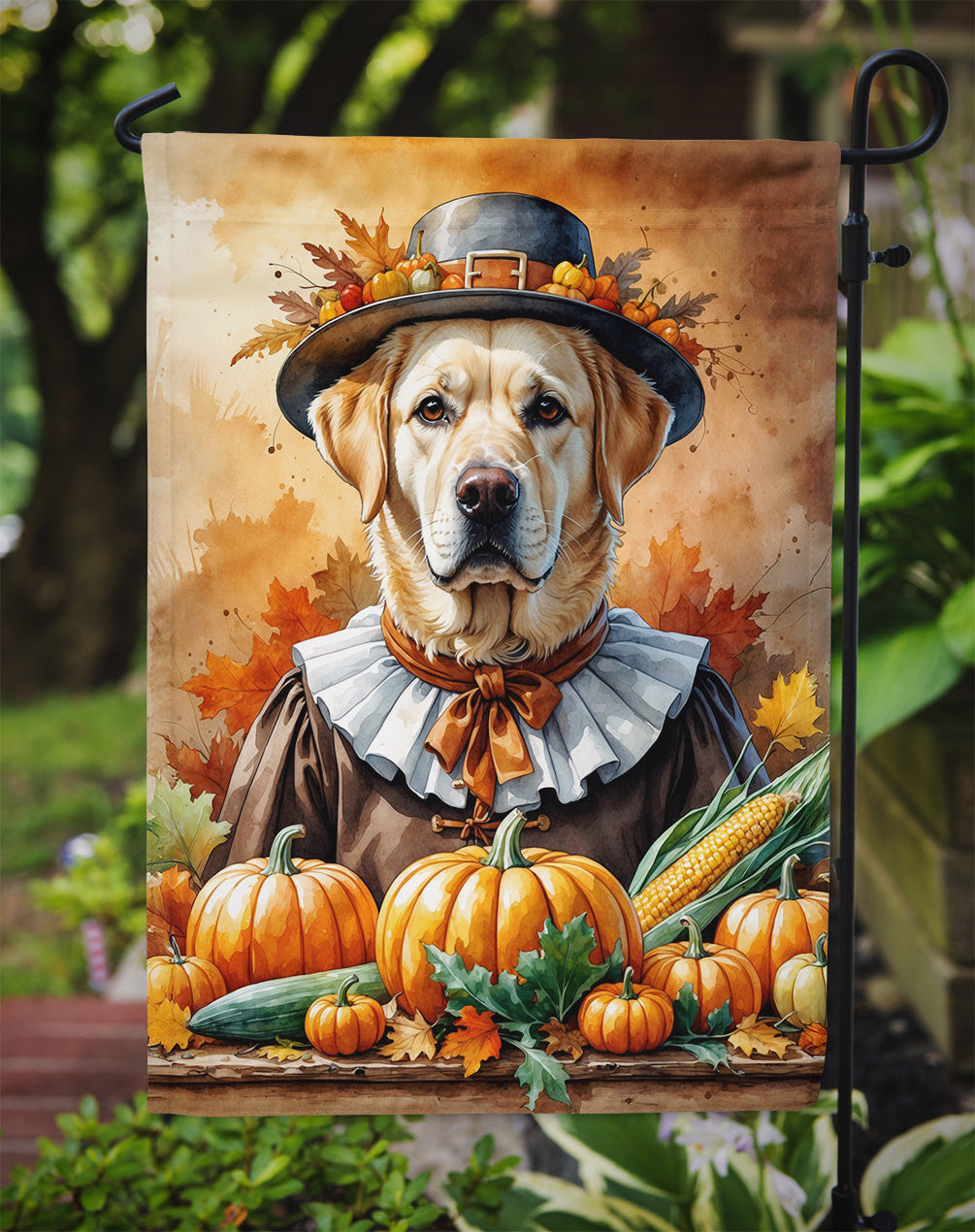 Yellow Labrador Retriever Thanksgiving Garden Flag
