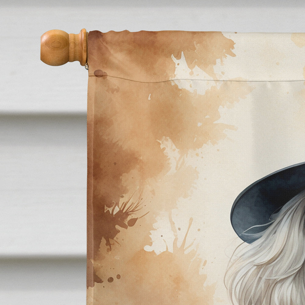 White Poodle Thanksgiving House Flag