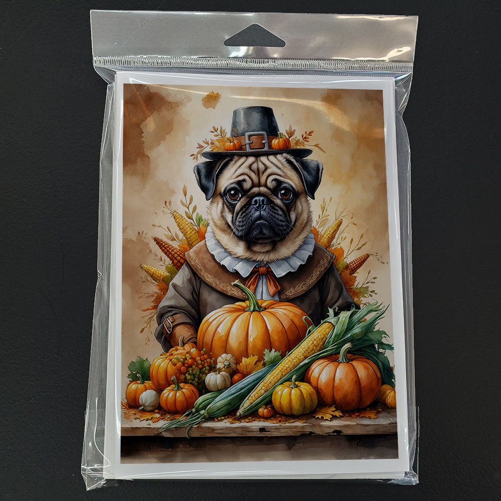 Pug Thanksgiving Greeting Cards Pack of 8