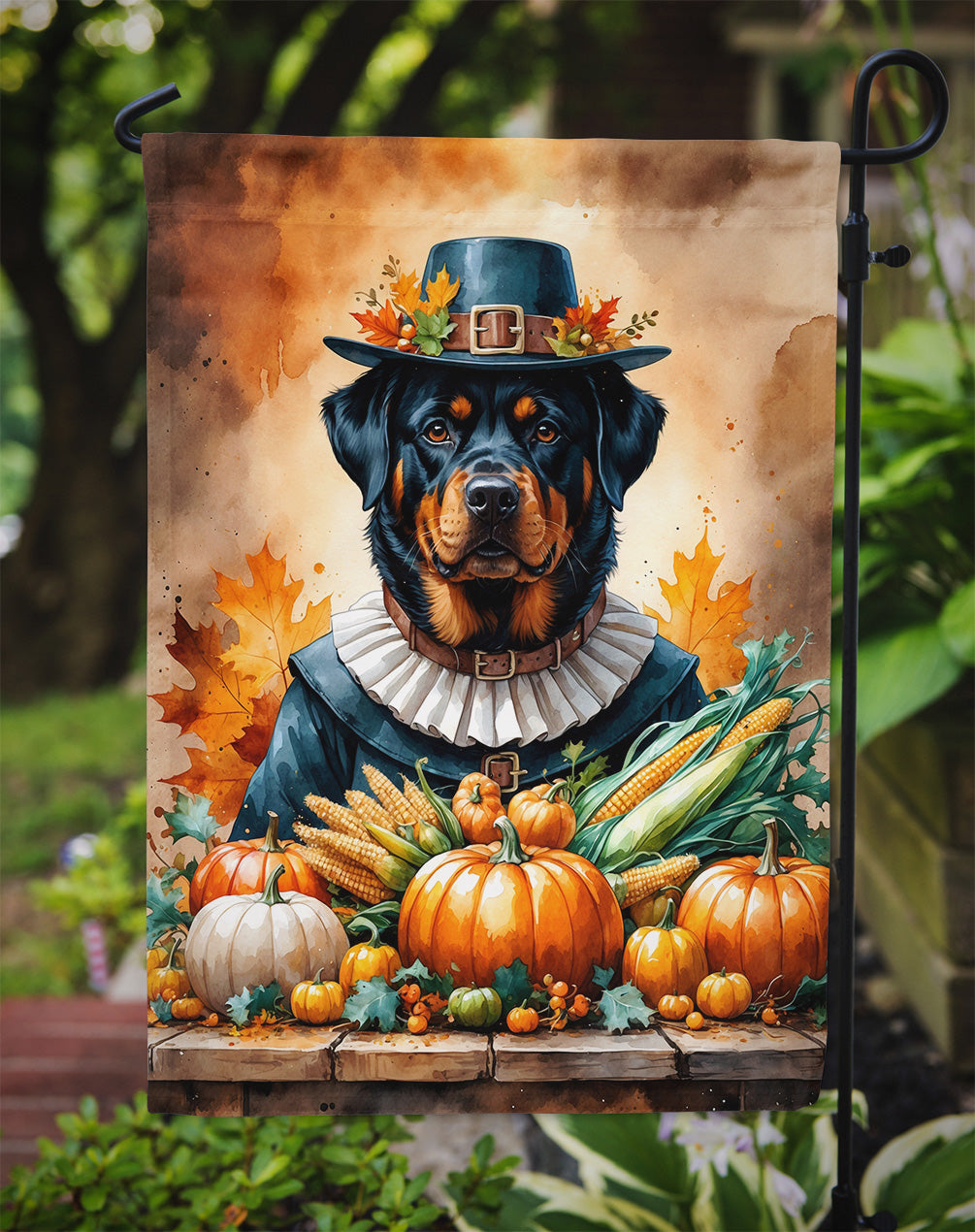 Rottweiler Thanksgiving Garden Flag
