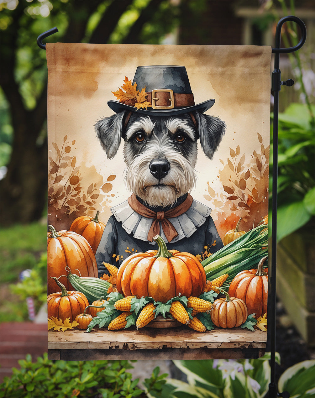 Schnauzer Thanksgiving Garden Flag