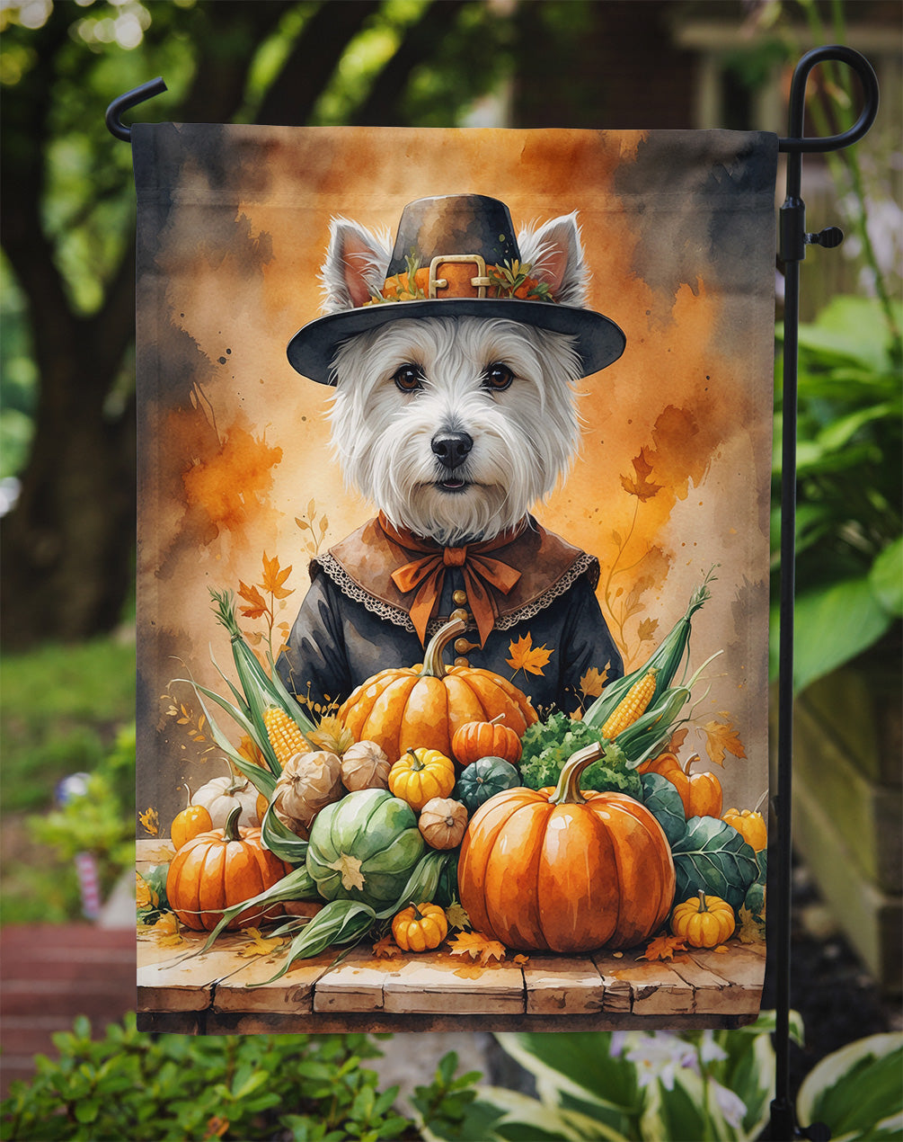 Westie Thanksgiving Garden Flag