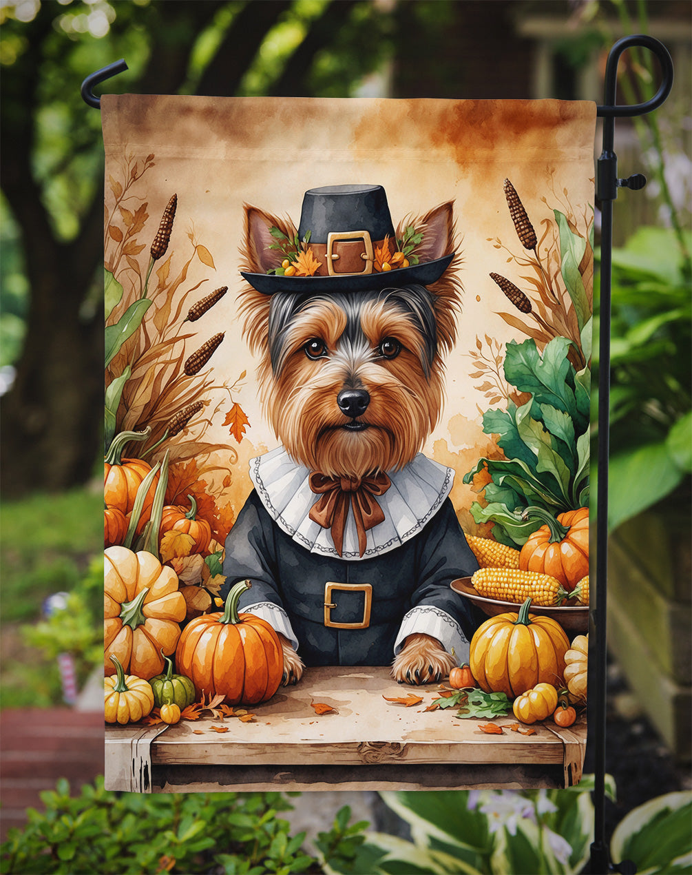 Yorkshire Terrier Thanksgiving Garden Flag