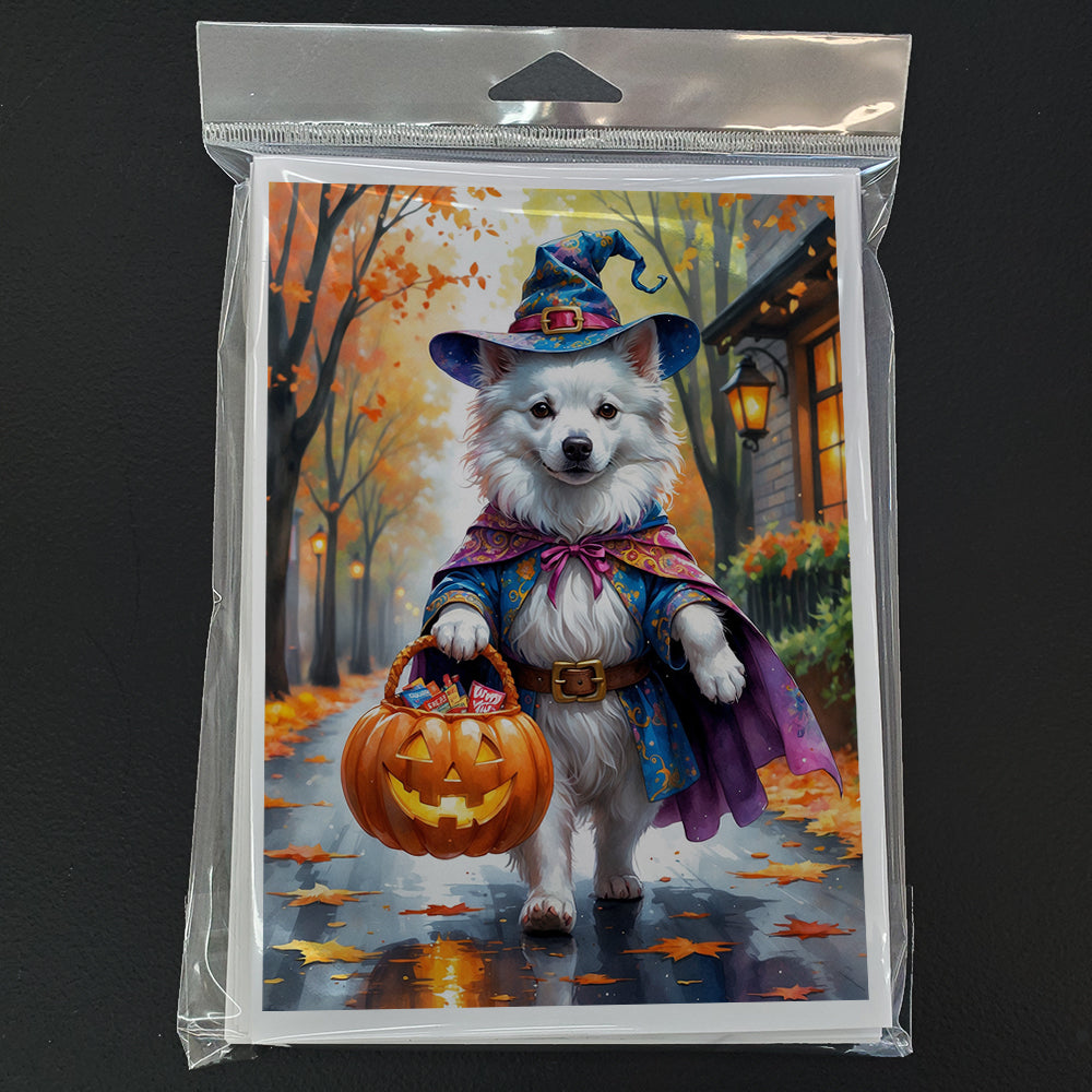 American Eskimo Halloween Trick or Treat Greeting Cards Pack of 8