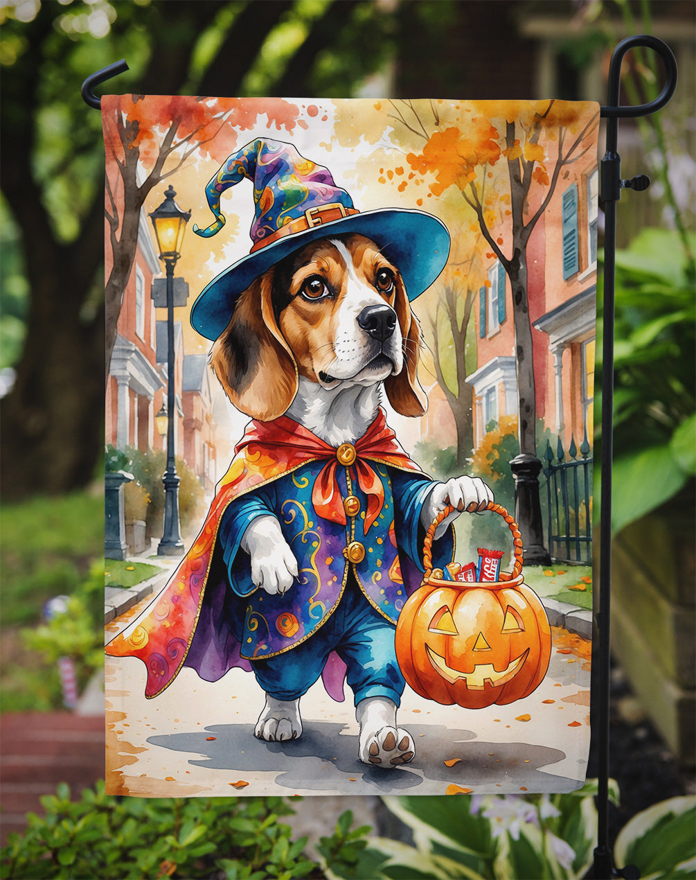 Beagle Halloween Trick or Treat Garden Flag