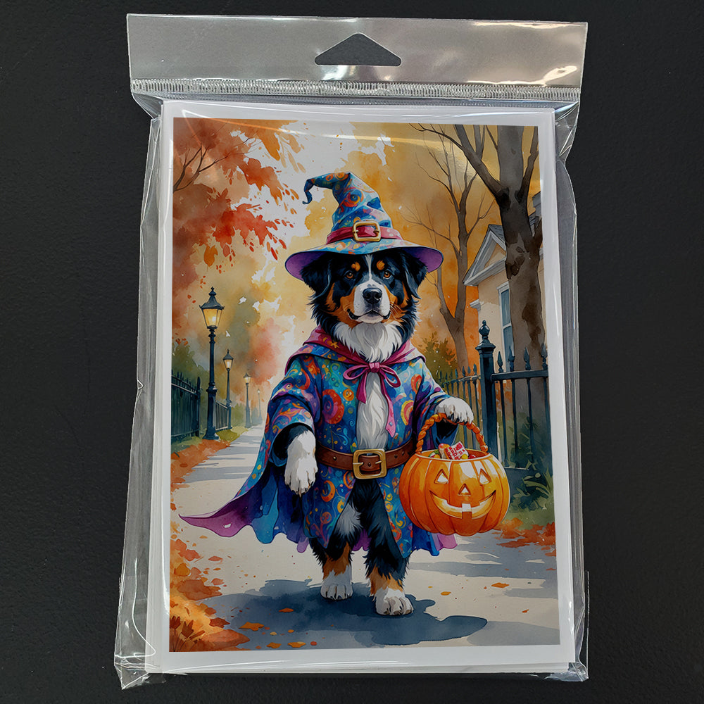 Bernese Mountain Dog Halloween Trick or Treat Greeting Cards Pack of 8