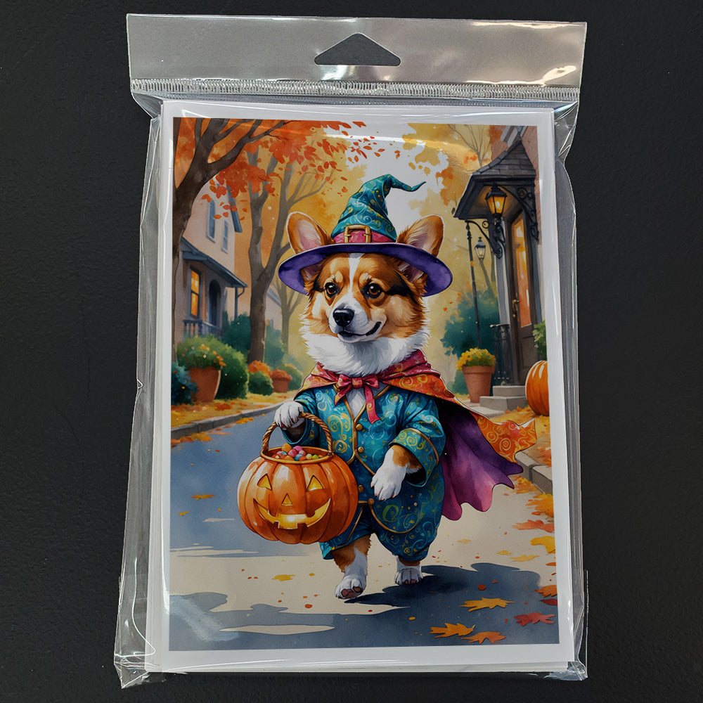 Corgi Halloween Trickor Treat Greeting Cards Pack of 8