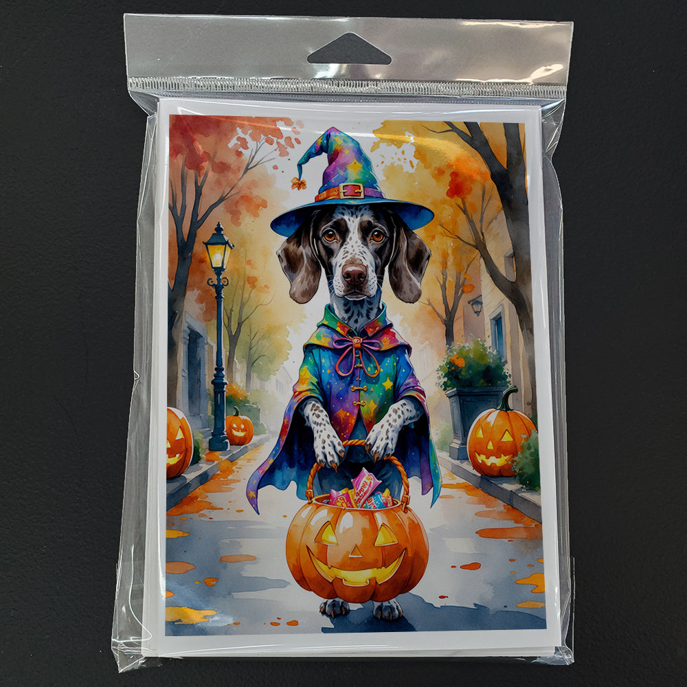 German Shorthaired Pointer Halloween Trick or Treat Greeting Cards Pack of 8