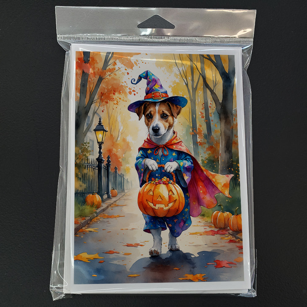Jack Russell Terrier Halloween Trick or Treat Greeting Cards Pack of 8