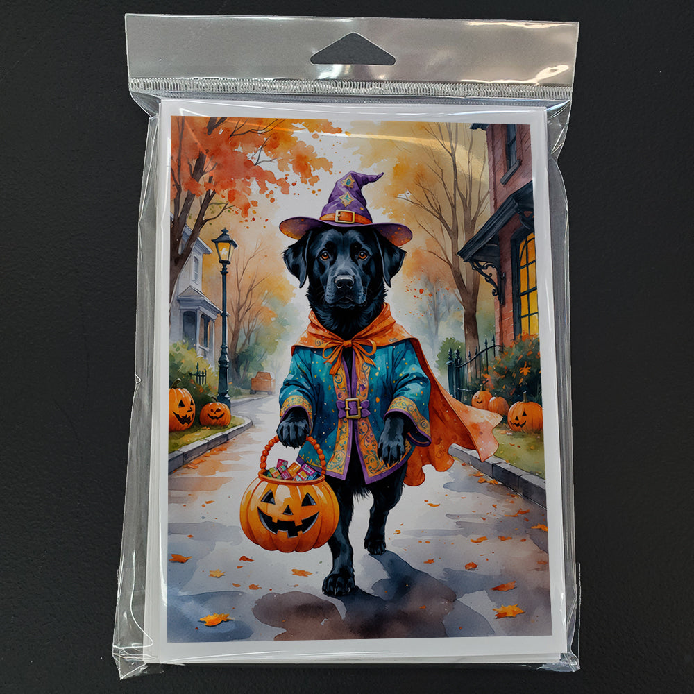Black Labrador Retriever Halloween Trick or Treat Greeting Cards Pack of 8