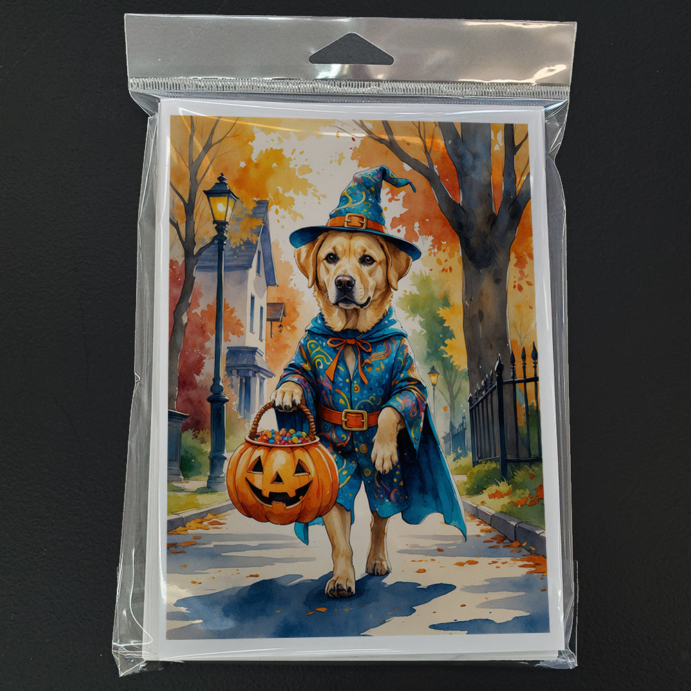 Yellow Labrador Retriever Halloween Trick or Treat Greeting Cards Pack of 8