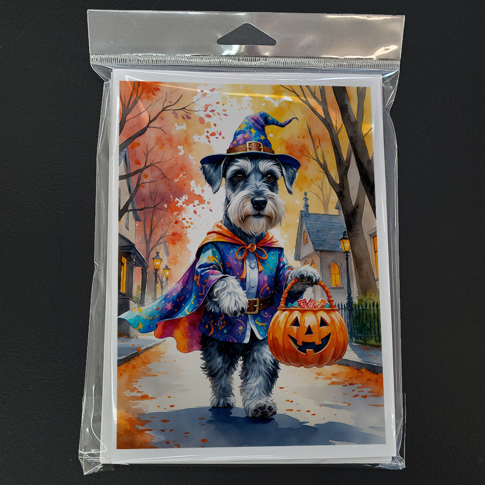 Schnauzer Halloween Trick or Treat Greeting Cards Pack of 8