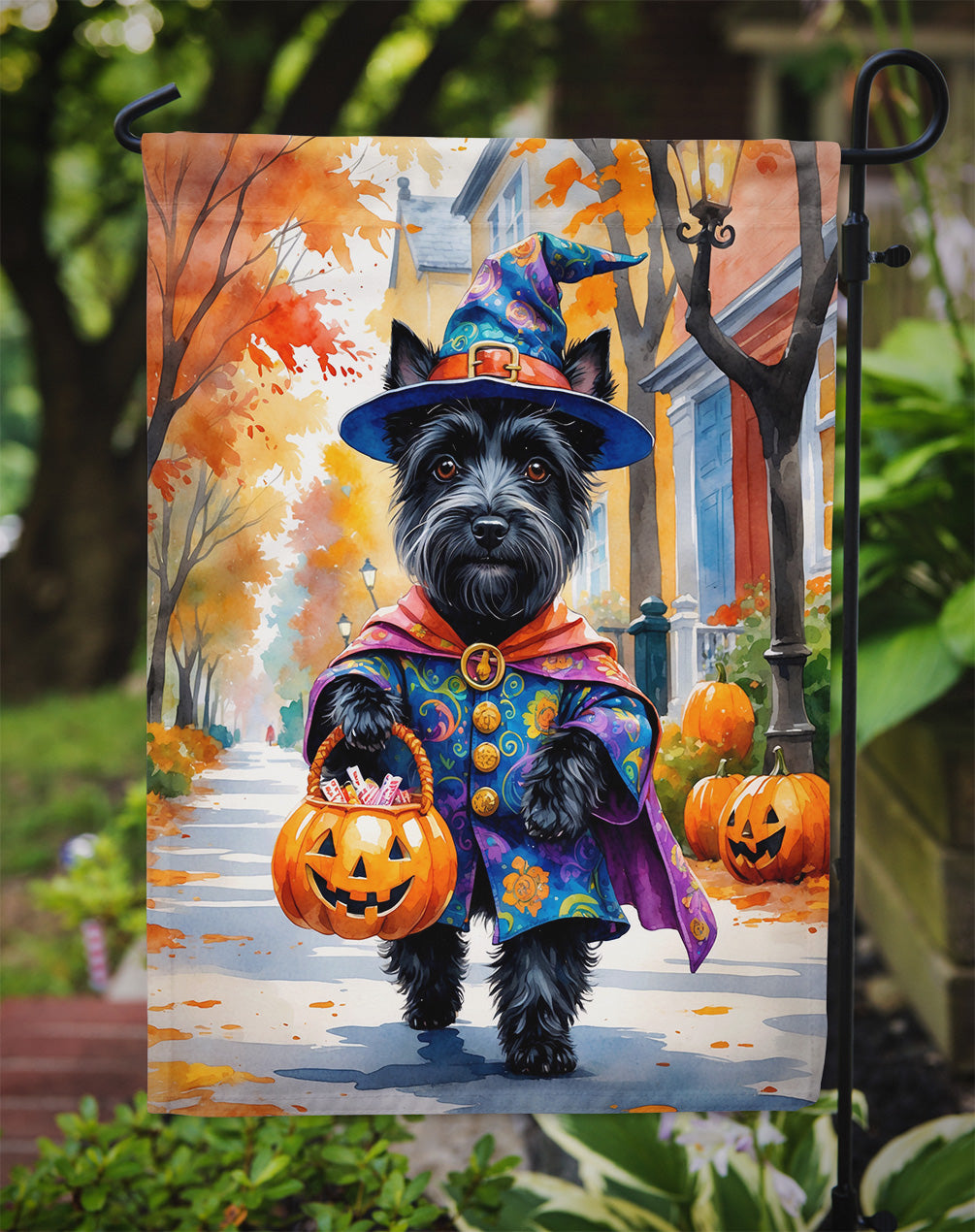 Scottish Terrier Halloween Trick or Treat Garden Flag
