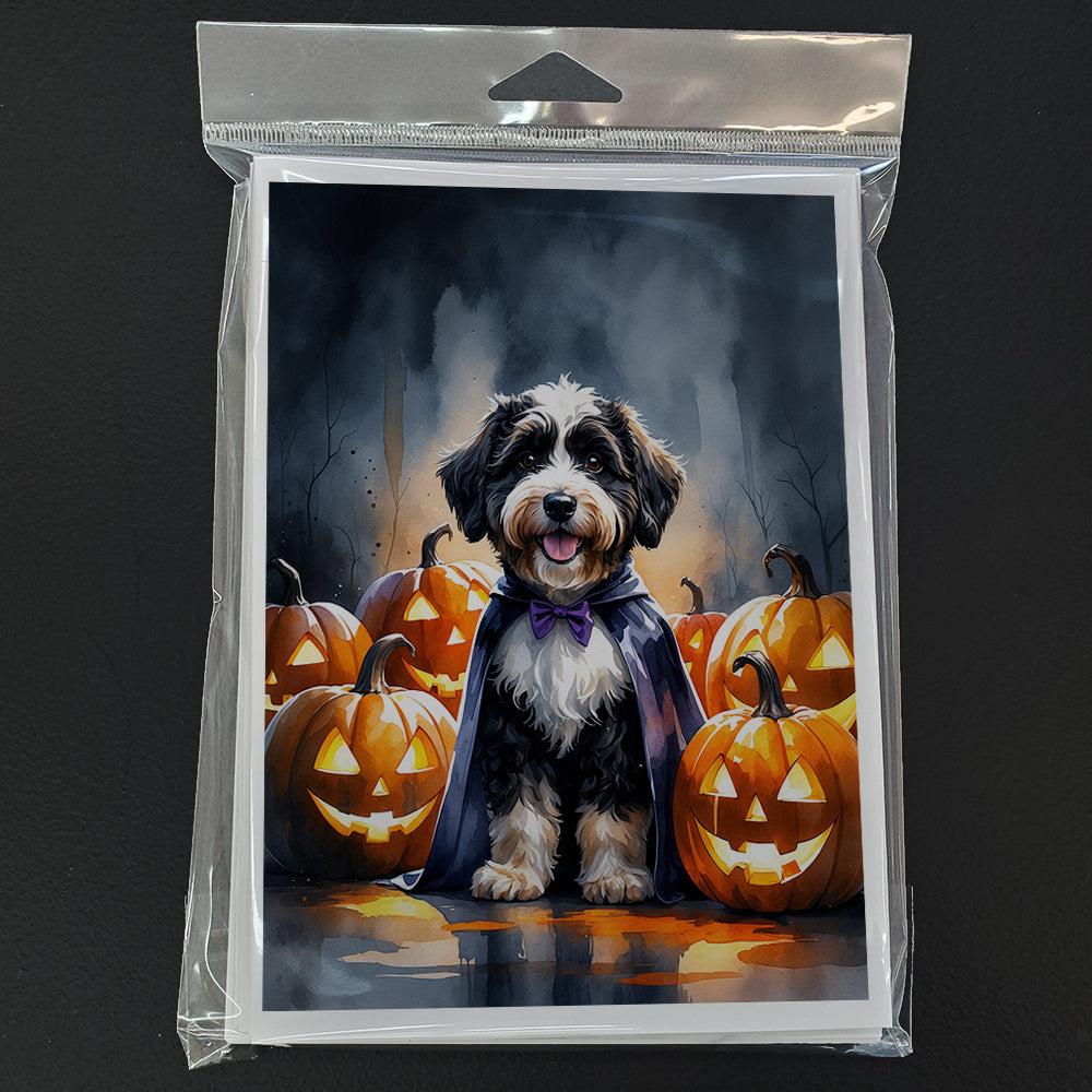 Bernedoodle Puppy Halloween Greeting Cards Pack of 8