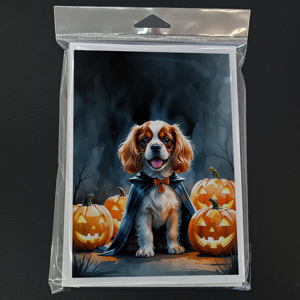 Cavalier Spaniel Puppy Halloween Greeting Cards Pack of 8