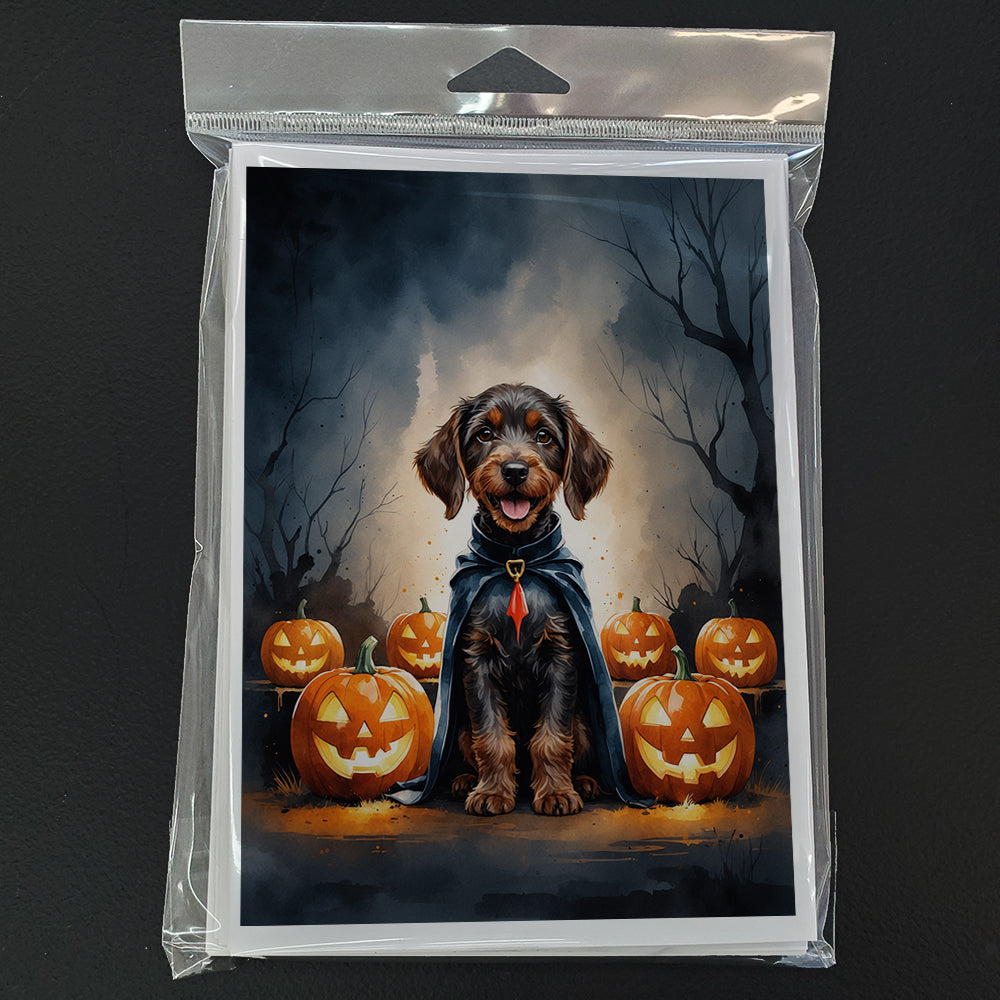 German Wirehaired Pointer Puppy Halloween Greeting Cards Pack of 8