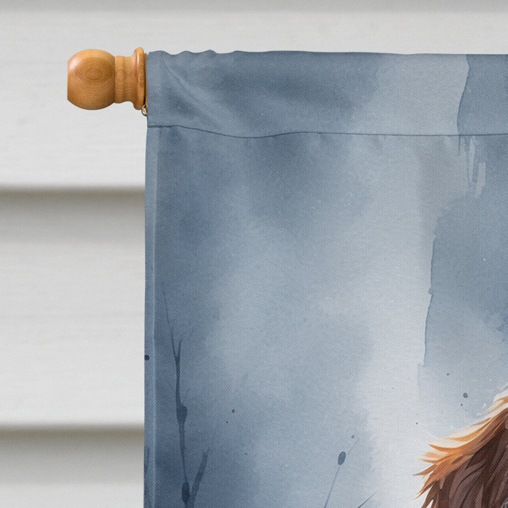 Chocolate Labradoodle Puppy Halloween House Flag