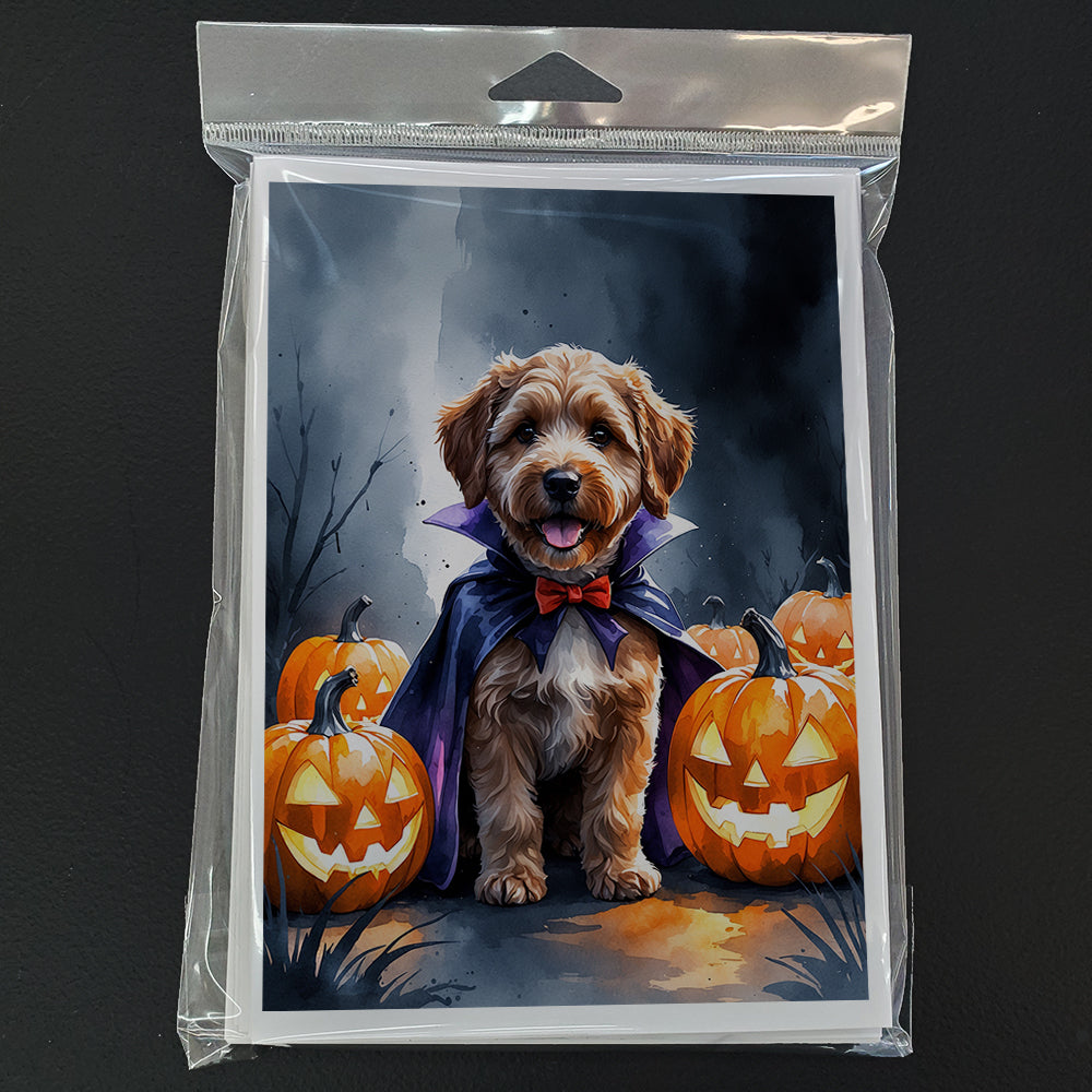 Chocolate Labradoodle Puppy Halloween Greeting Cards Pack of 8