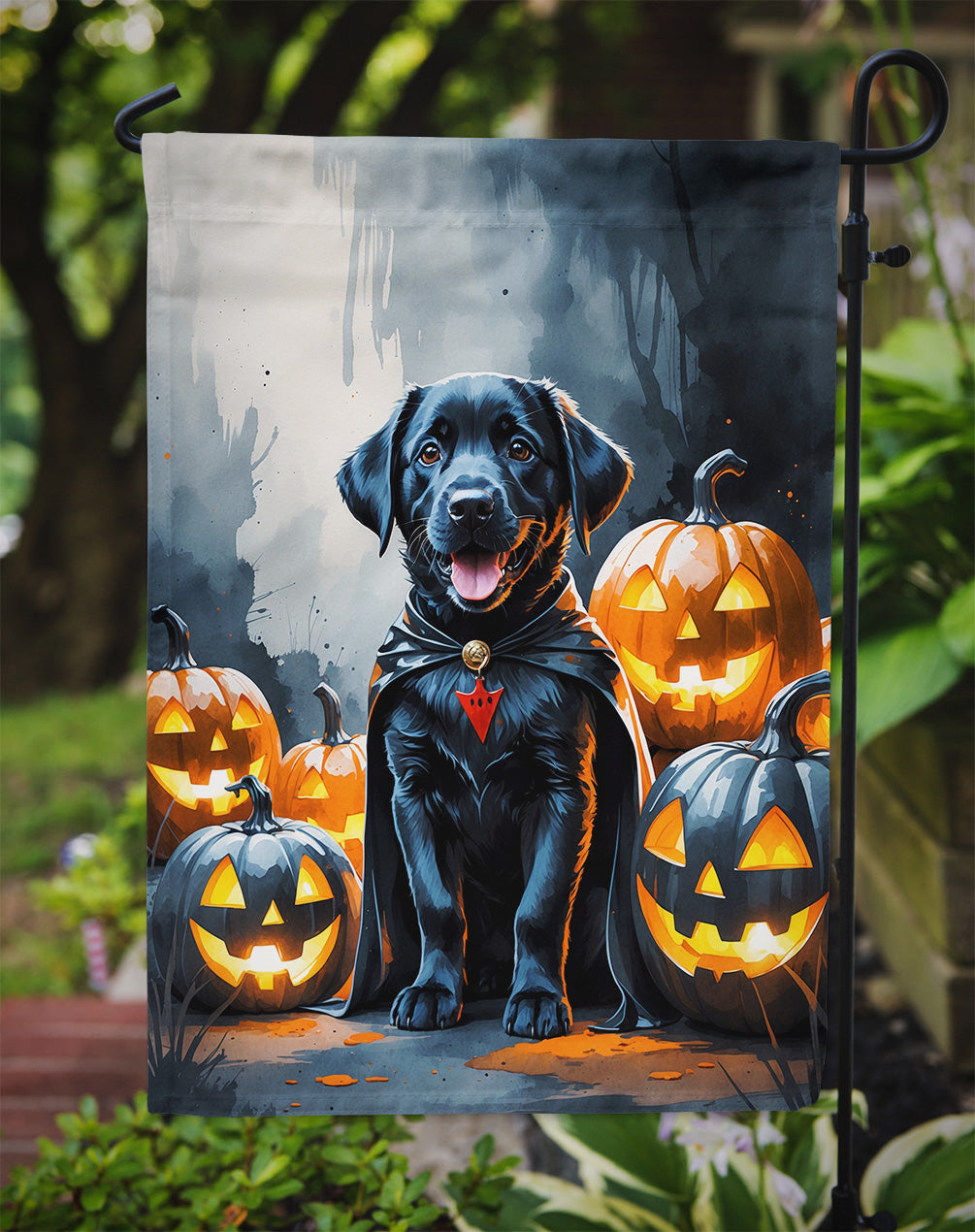 Black Labrador Retriever Puppy Halloween Garden Flag