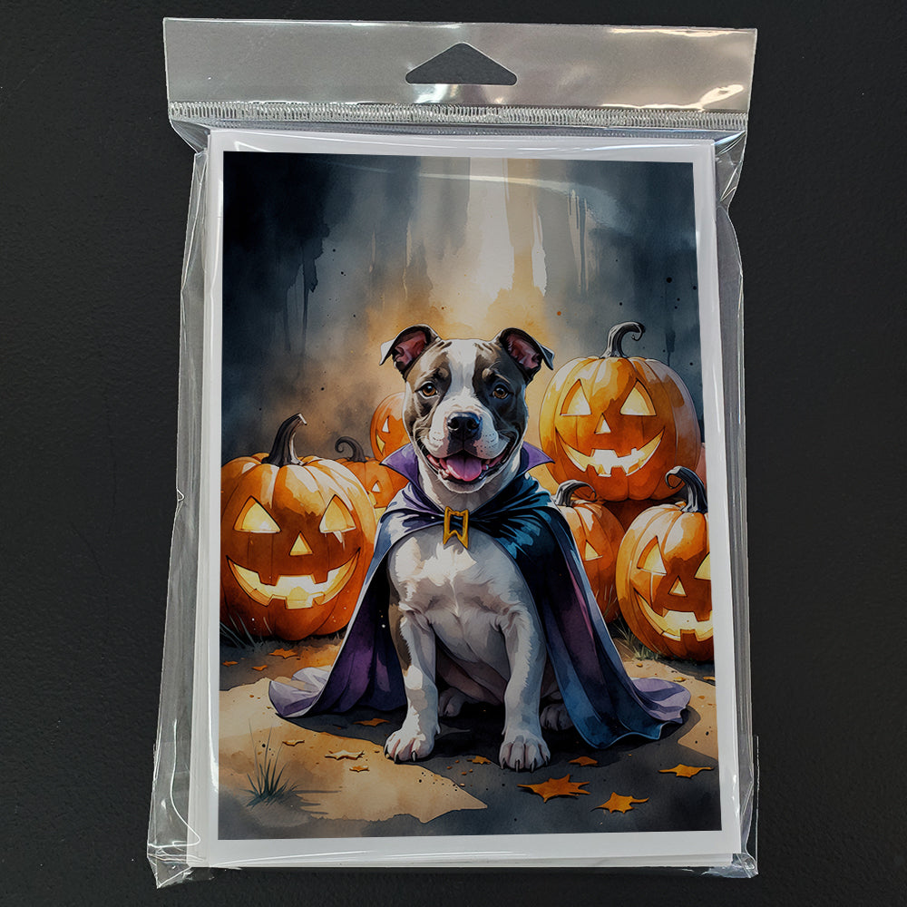 Pit Bull Terrier Puppy Halloween Greeting Cards Pack of 8
