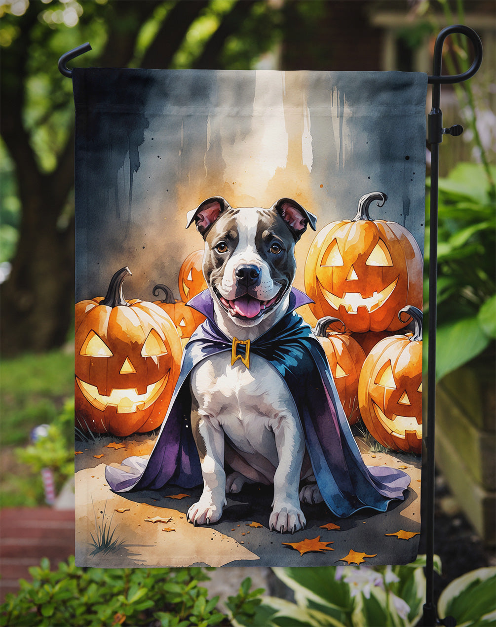 Pit Bull Terrier Puppy Halloween Garden Flag