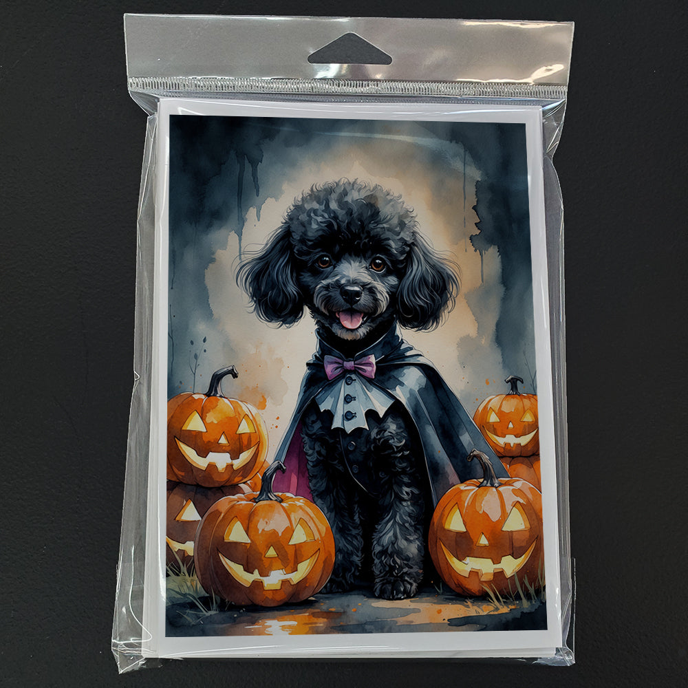 Black Poodle Puppy Halloween Greeting Cards Pack of 8
