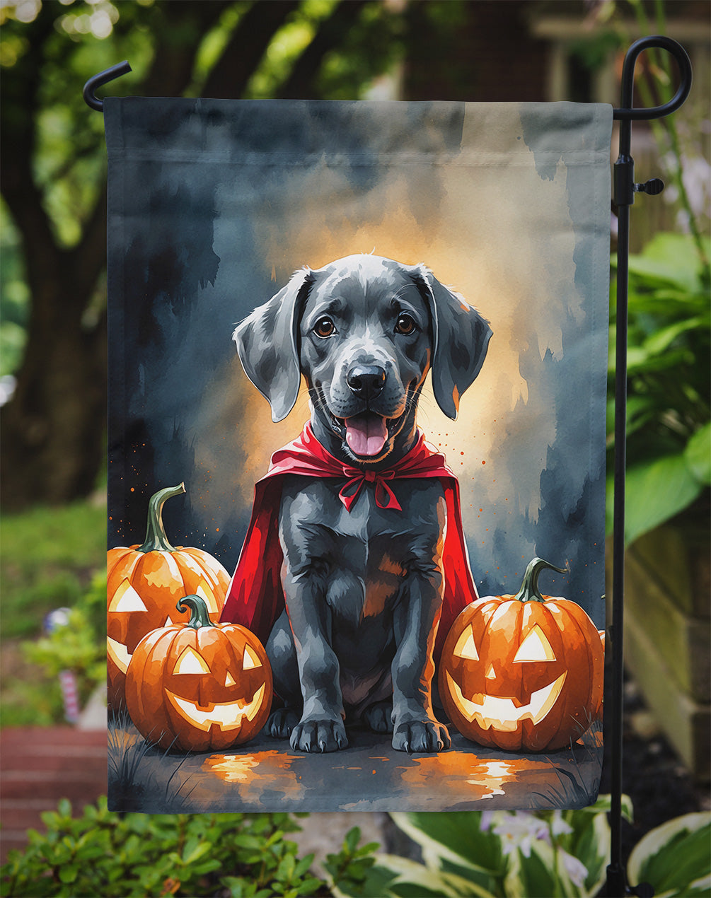 Weimaraner Puppy Halloween Garden Flag