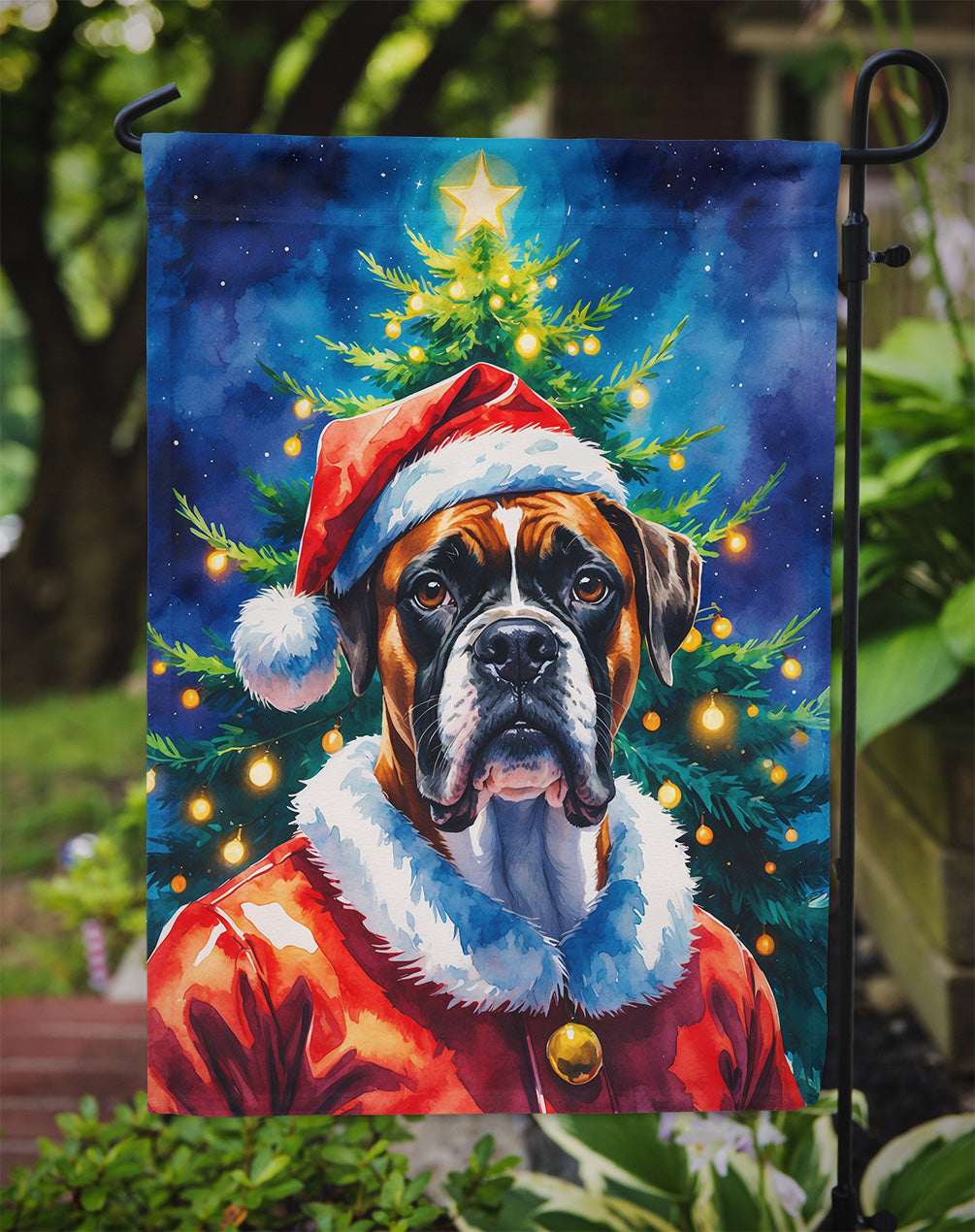 Boxer Christmas Garden Flag