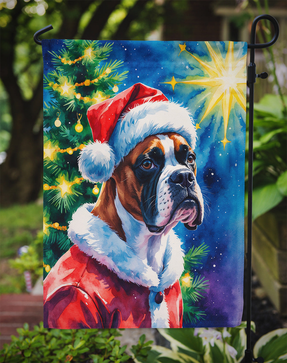 Boxer Christmas Garden Flag