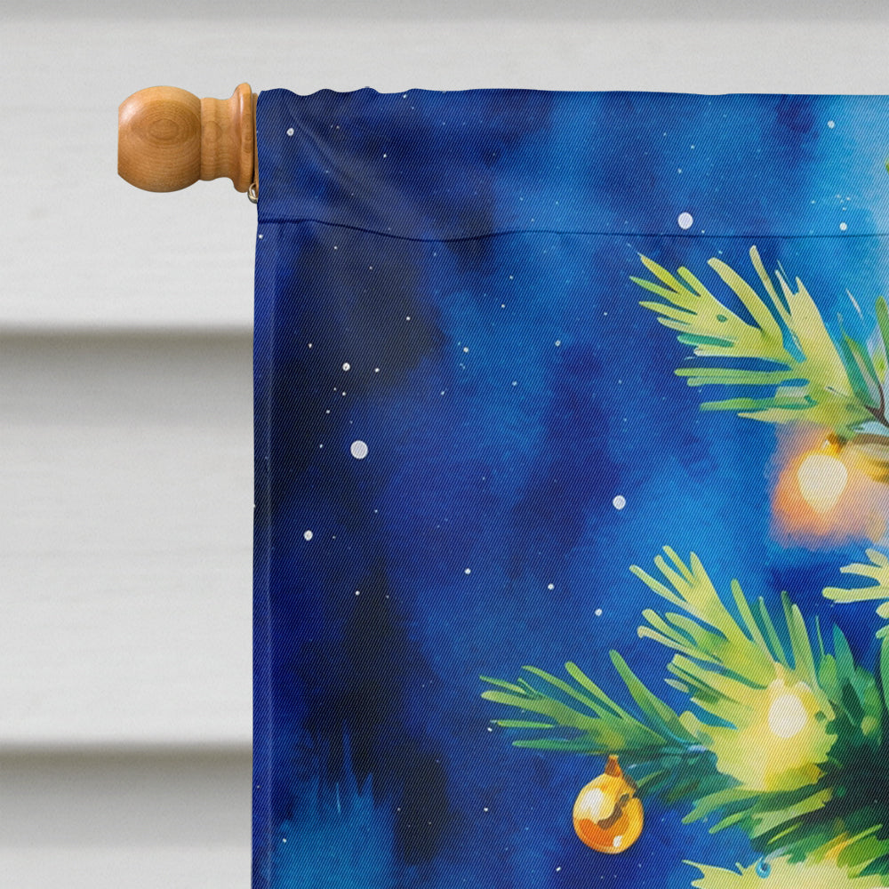Tricolor Cavalier Spaniel Christmas House Flag