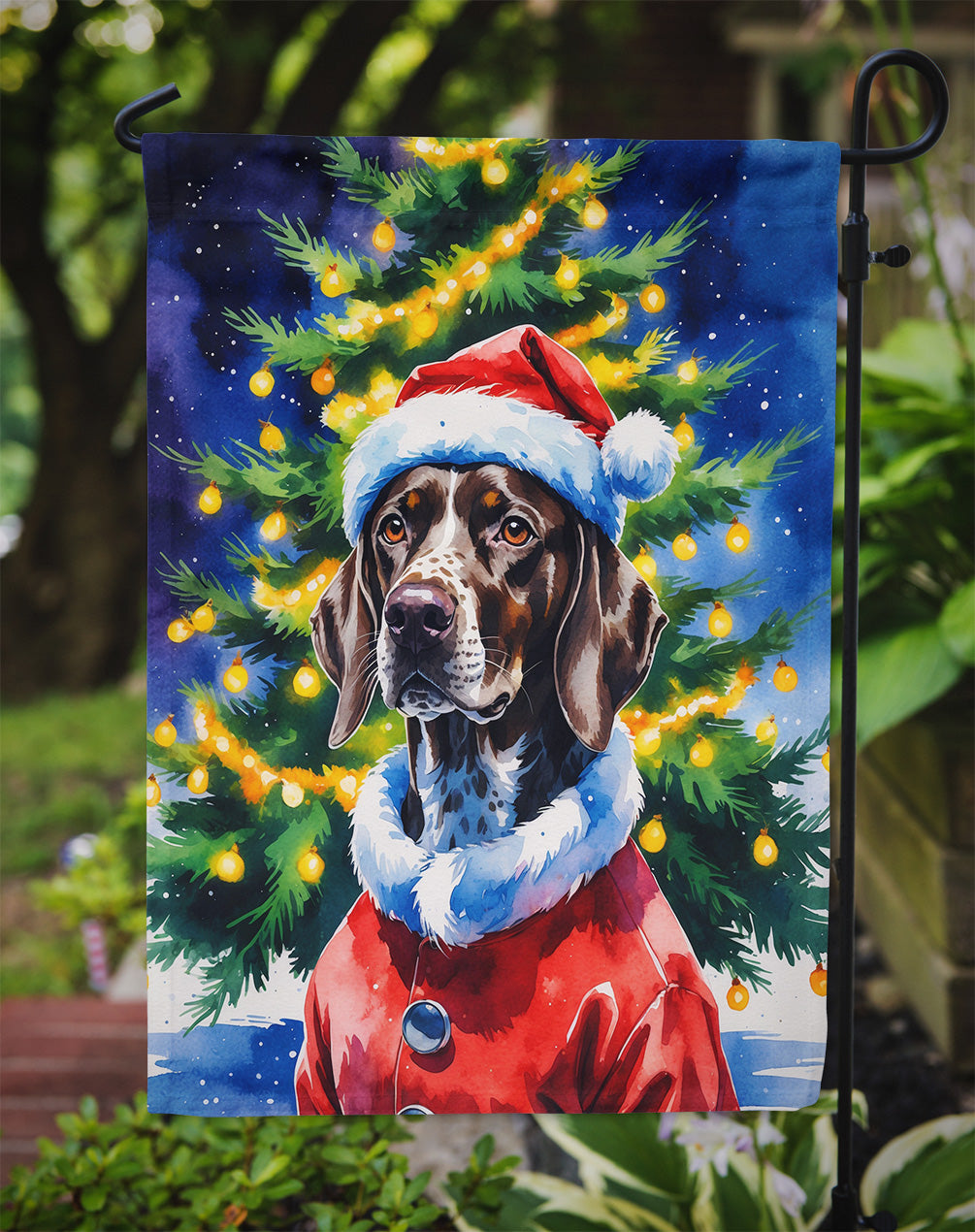 German Shorthaired Pointer Christmas Garden Flag