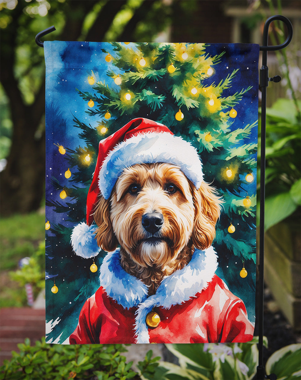 Goldendoodle Christmas Garden Flag