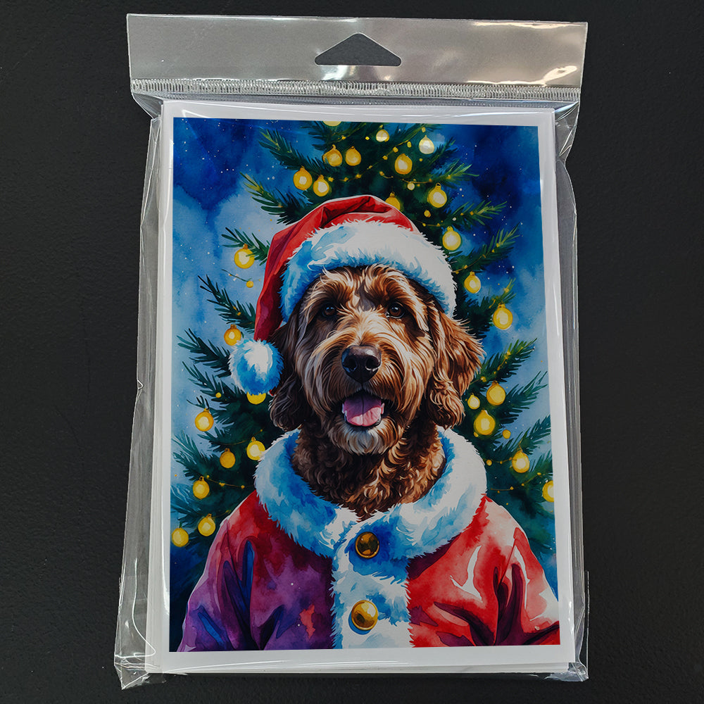 Chocolate Labradoodle Christmas Greeting Cards Pack of 8