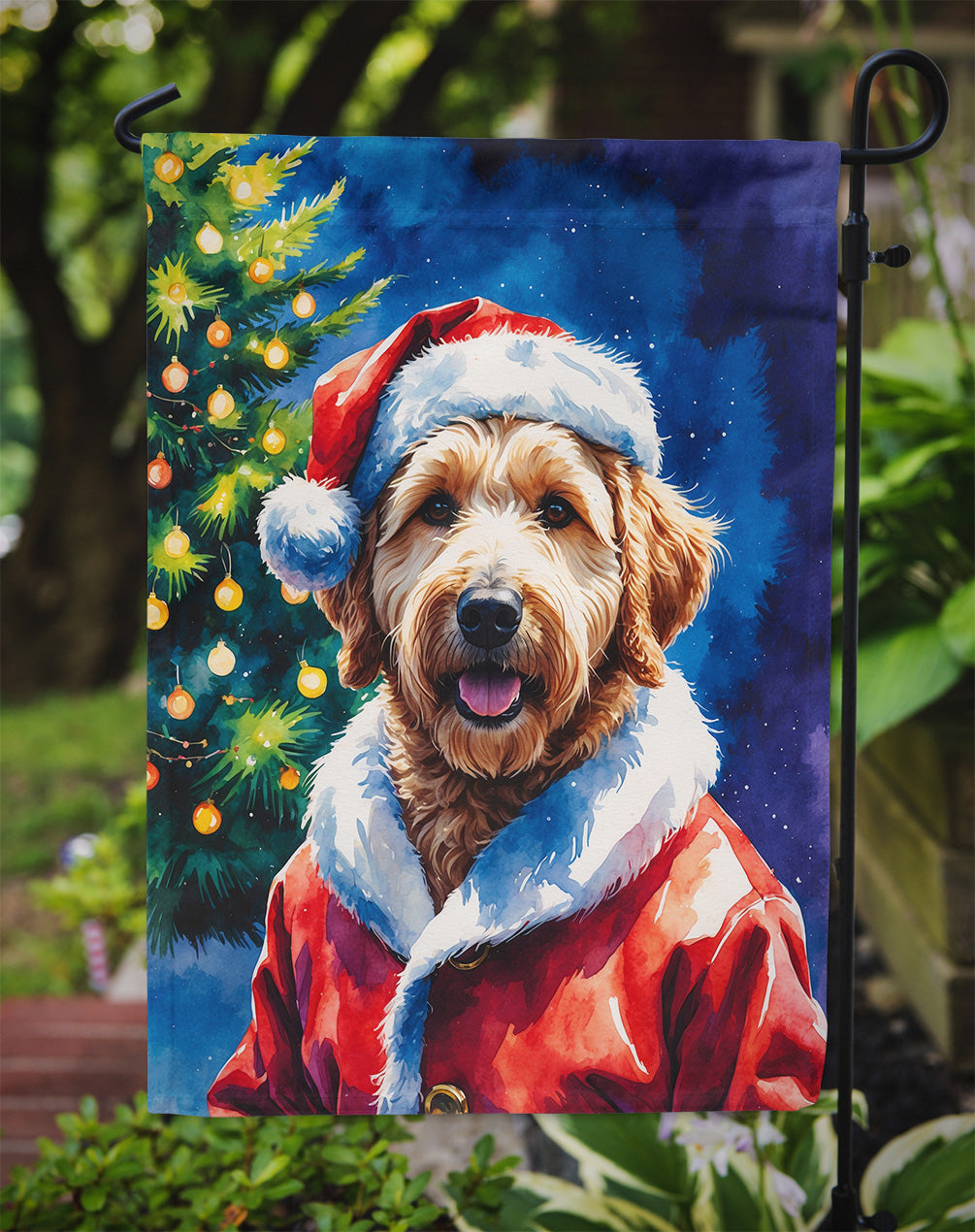 Labradoodle Christmas Garden Flag