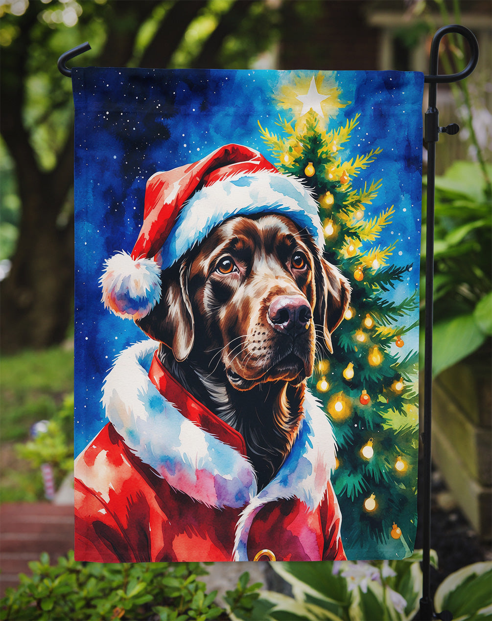 Chocolate Labrador Retriever Christmas Garden Flag