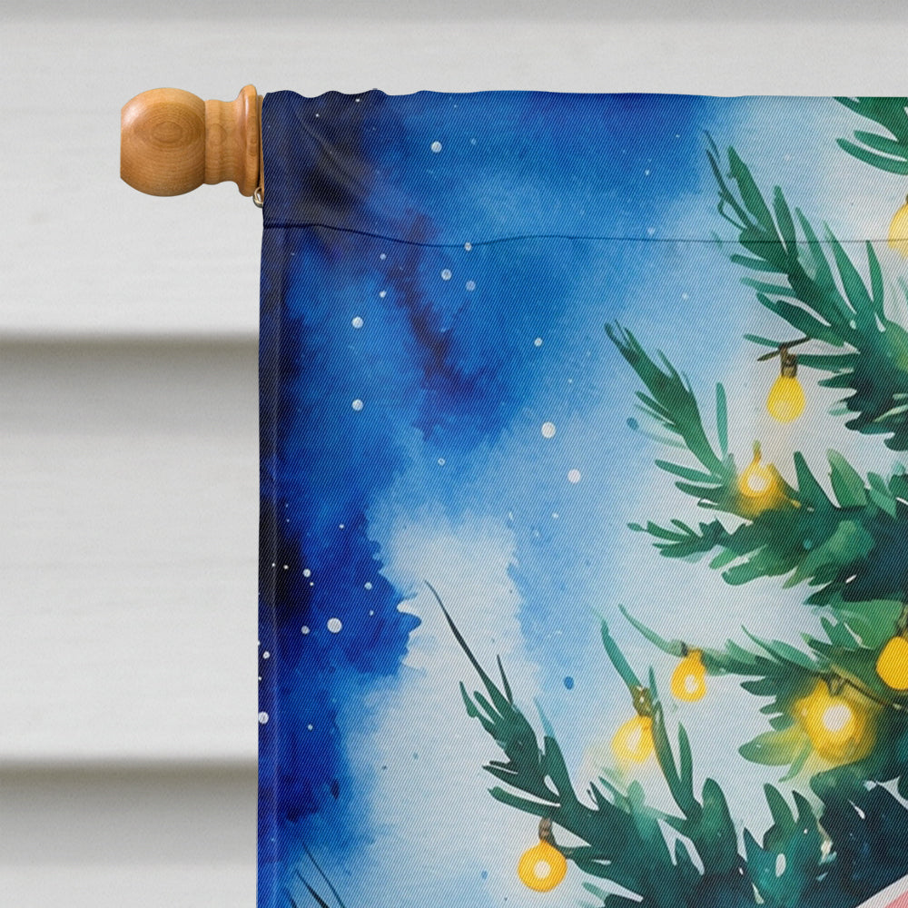 Black Poodle Christmas House Flag