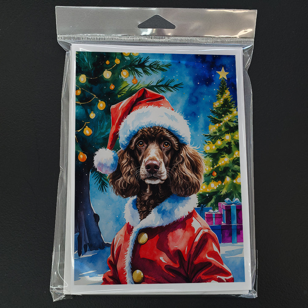 Chocolate Poodle Christmas Greeting Cards Pack of 8