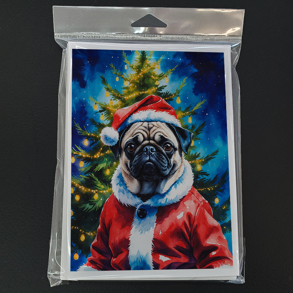 Pug Christmas Greeting Cards Pack of 8