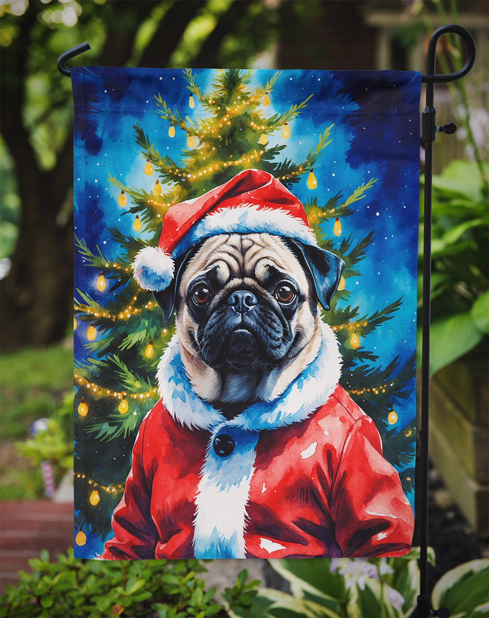 Pug Christmas Garden Flag