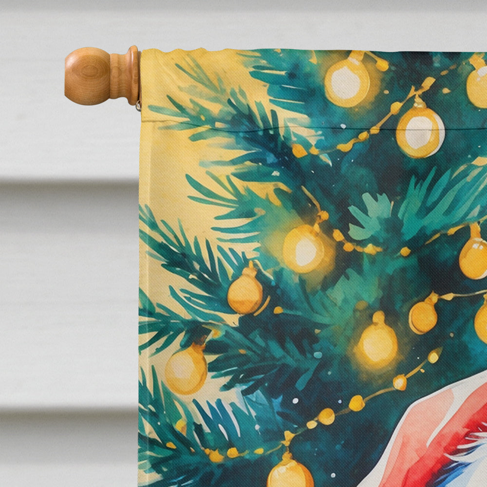 Black Pug Christmas House Flag