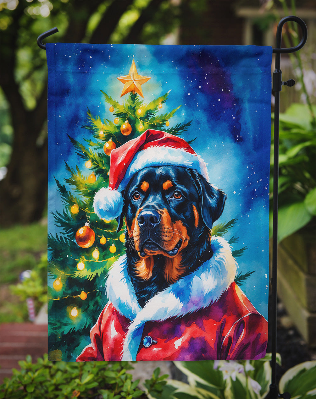 Rottweiler Christmas Garden Flag