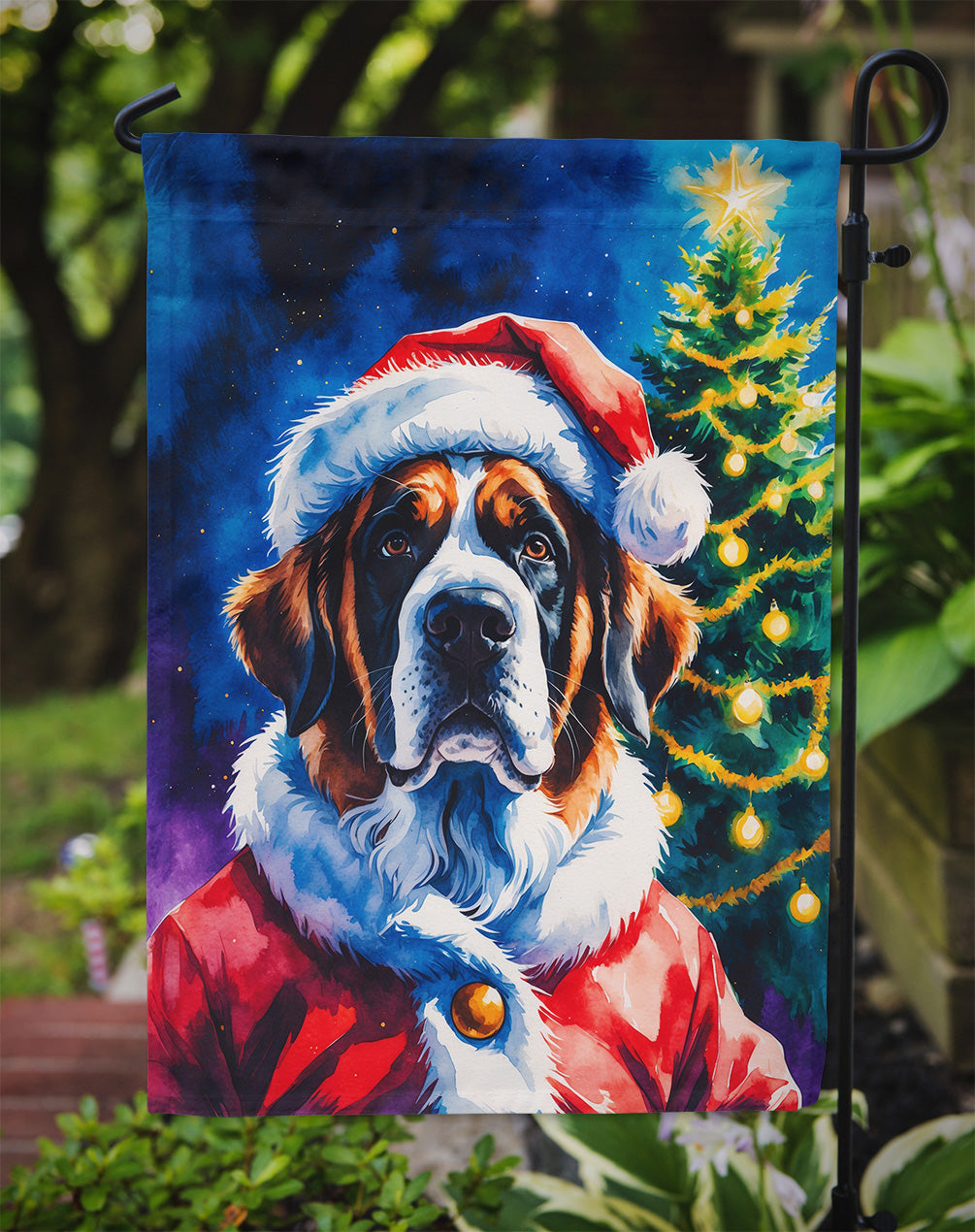 Saint Bernard Christmas Garden Flag
