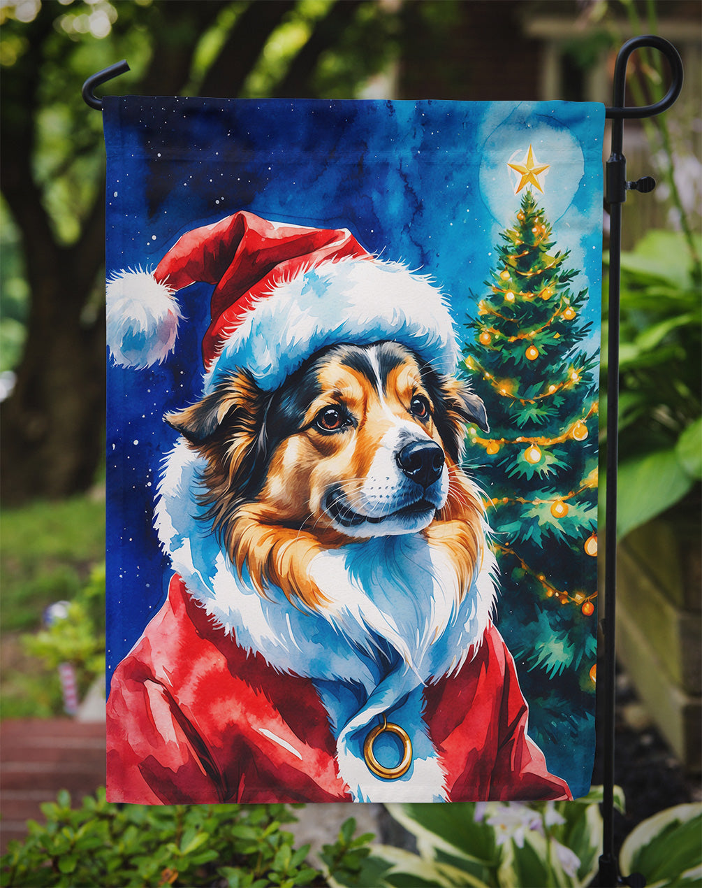 Sheltie Christmas Garden Flag