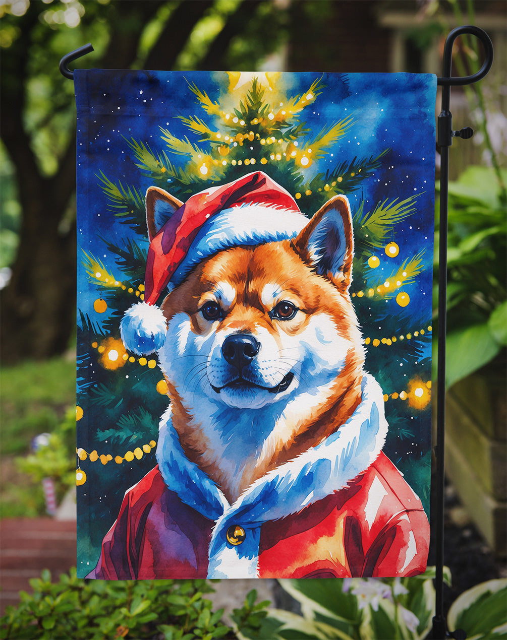Shiba Inu Christmas Garden Flag