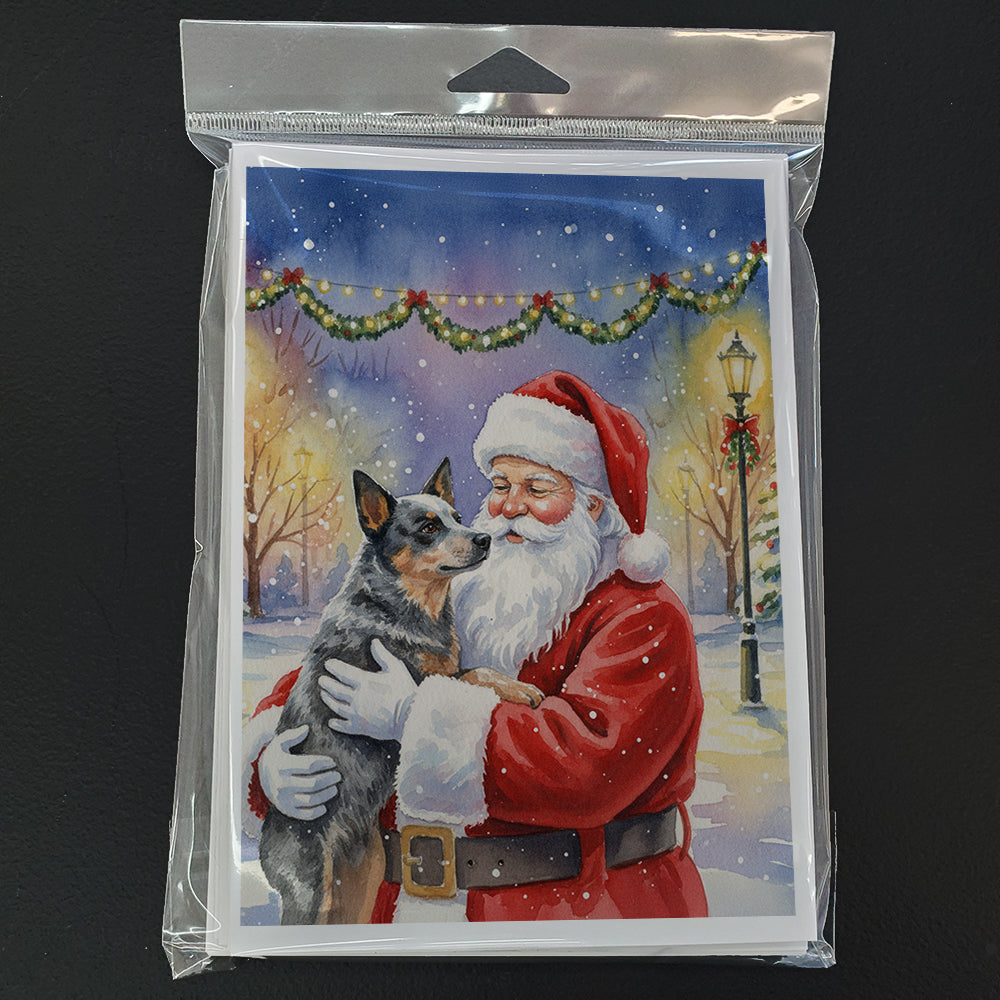 Australian Cattle Dog with Santa Claus Greeting Cards Pack of 8