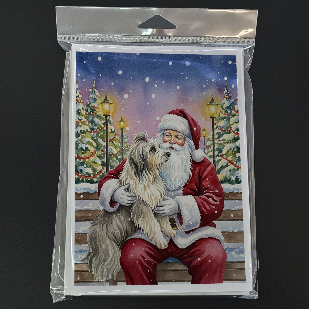 Bearded Collie with Santa Claus Greeting Cards Pack of 8